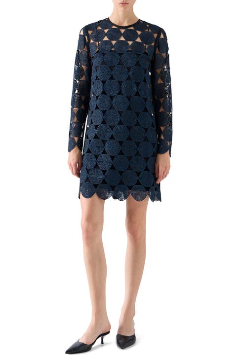 Metallic Dot Guipure Lace Shift Dress