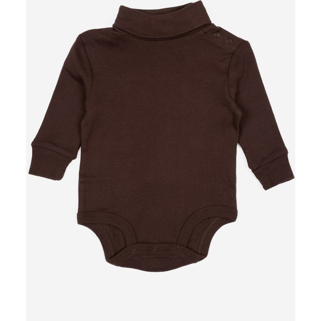 Leveret Baby Turtleneck Bodysuit, Cotton Long Sleeve In Brown
