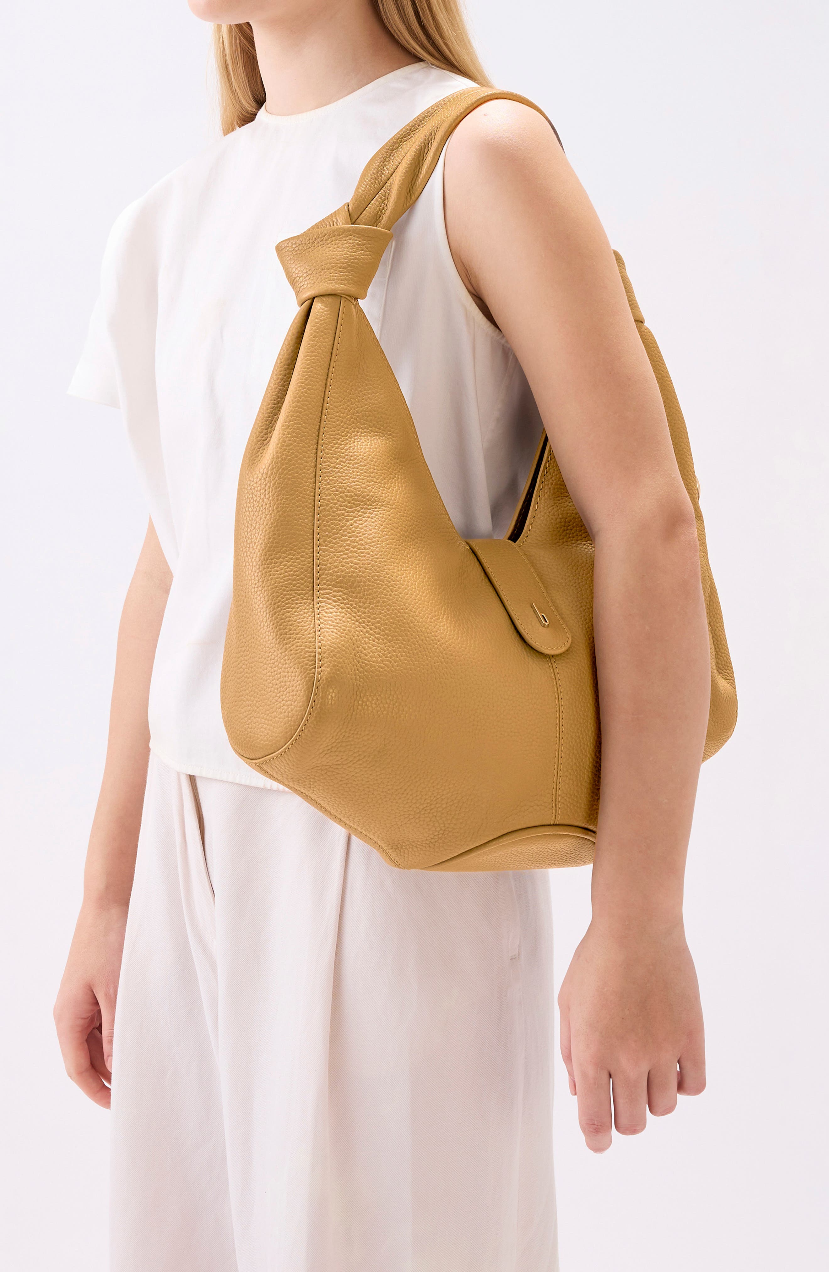 Nelli Pebble Leather Hobo Bag, Alternate, color, BISQUE
