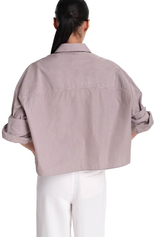 Twp Next Ex Stripe Crop Button-up Shirt In Gray