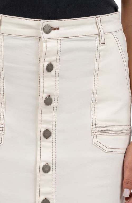 Kut From The Kloth Isla Button Front Denim Skirt In Cream