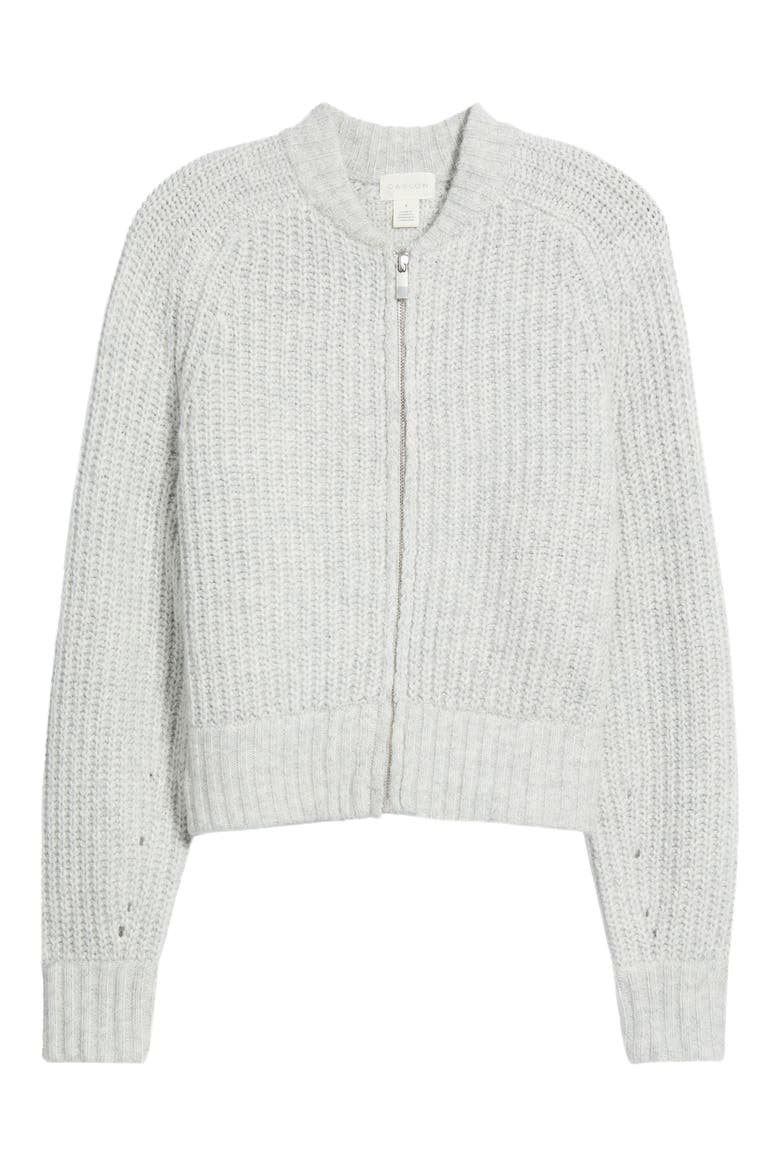 Shaker Stitch Bomber Jacket, Alternate, color, GREY LIGHT HEATHER
