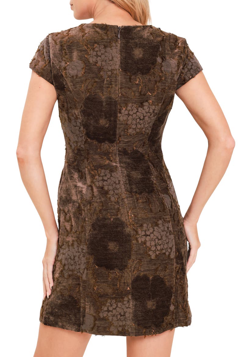 Textured Floral Minidress, Alternate, color, BROWN