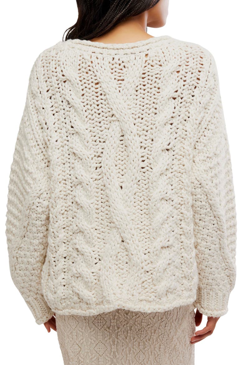 Lola Oversize Stretch Cotton Cable Sweater, Alternate, color, TOFU