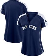 FANATICS Women's Fanatics Branded Navy/White New York Yankees True Classic League Diva Pinstripe Raglan V-Neck T-Shirt