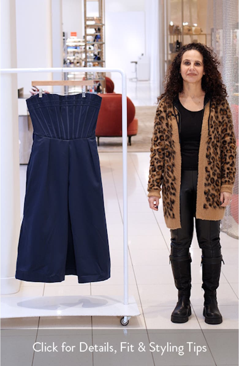 Bellina Strapless Satin Midi Cocktail Dress, sales video thumbnail