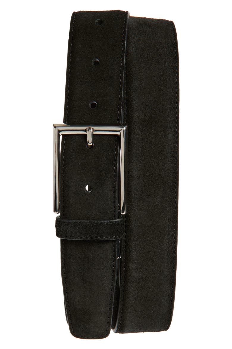 Suede Belt, Main, color, BLACK