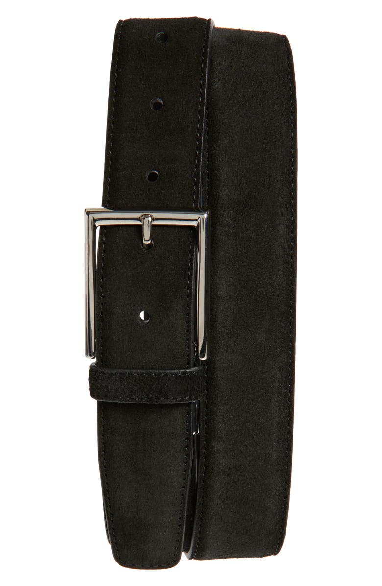 Canali Suede Belt, Main, color, Black