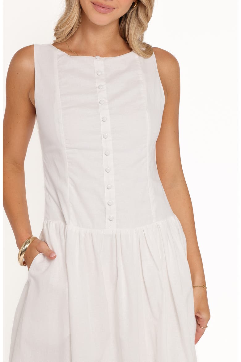 Evie Cotton & Linen Buttoned Maxi Dress, Alternate, color, WHITE