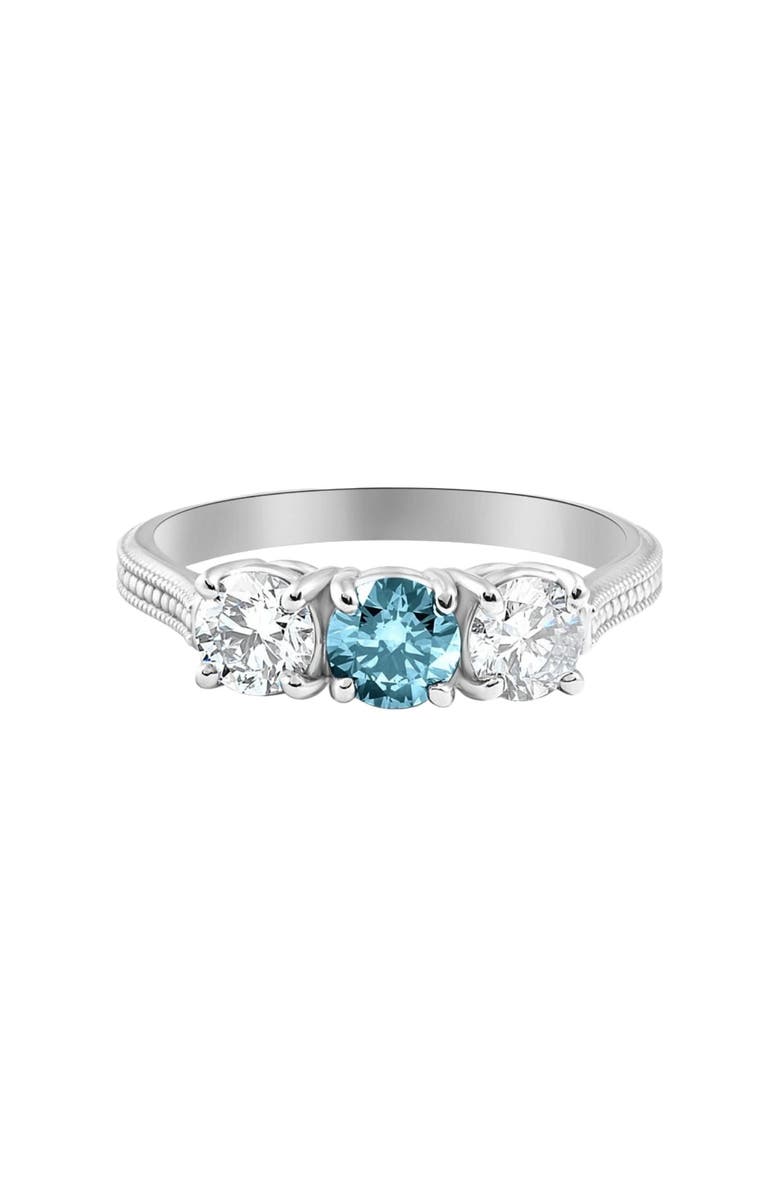 Bliss Diamond 1 1/2Ct Blue Diamond 3-Stone Accent Engagement Ring in Gold Lab Grown, Alternate, color, 