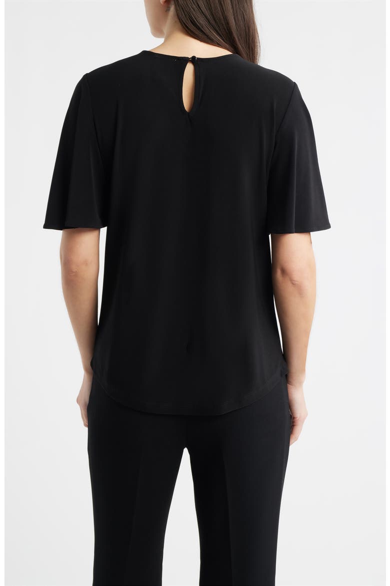 Pleat Neck Bell Sleeve Top, Alternate, color, ANNE BLACK