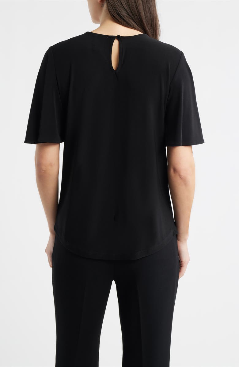 Anne Klein Pleat Neck Bell Sleeve Top, Alternate, color, Anne Black