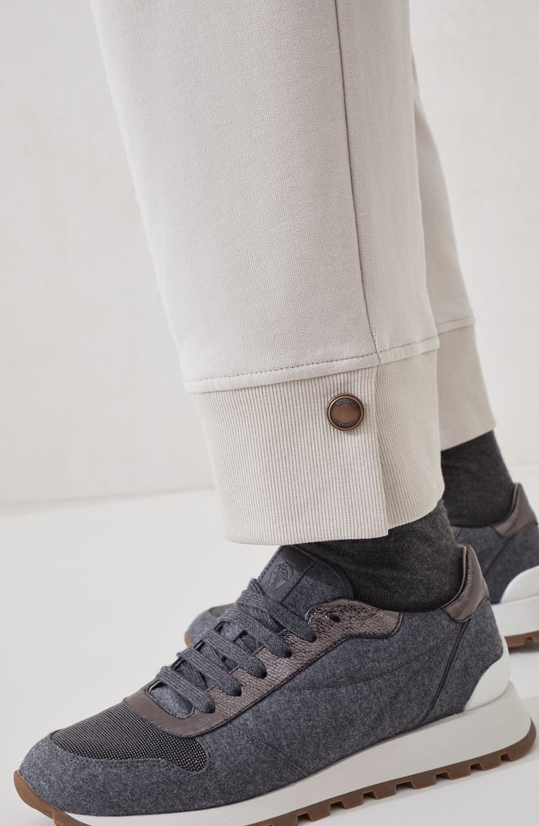 Brunello Cucinelli Smooth French terry trousers, Alternate, color, Cool Beige