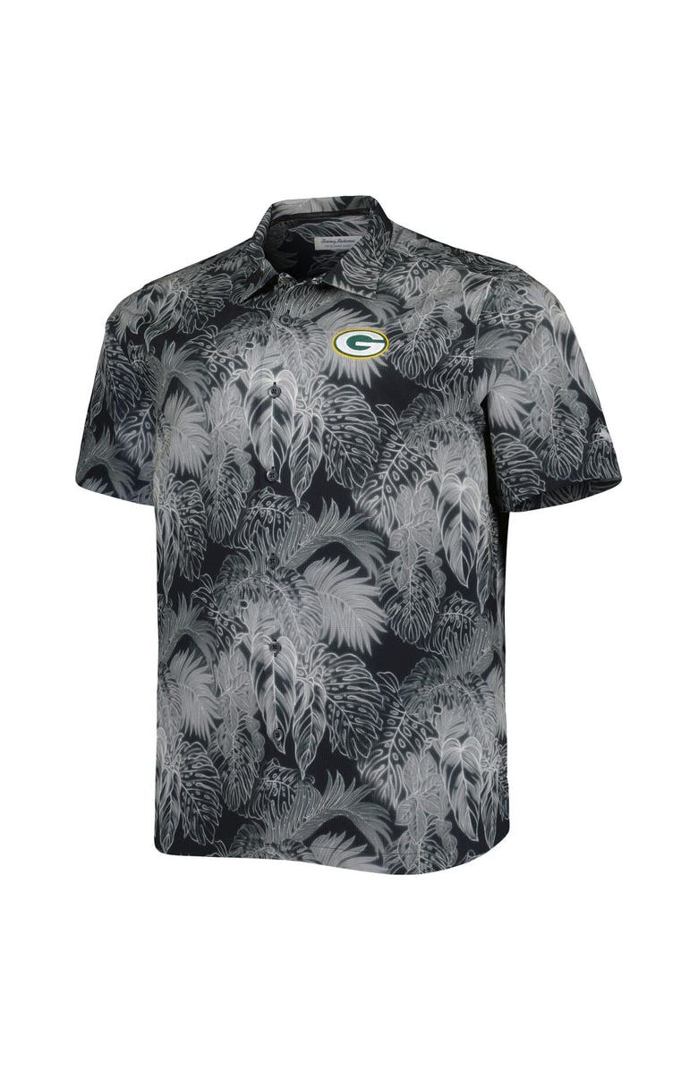 Tommy Bahama Men's Tommy Bahama Black Green Bay Packers Big & Tall Bahama Coast Luminescent Fronds Camp IslandZone Button-Up Shirt, Alternate, color,