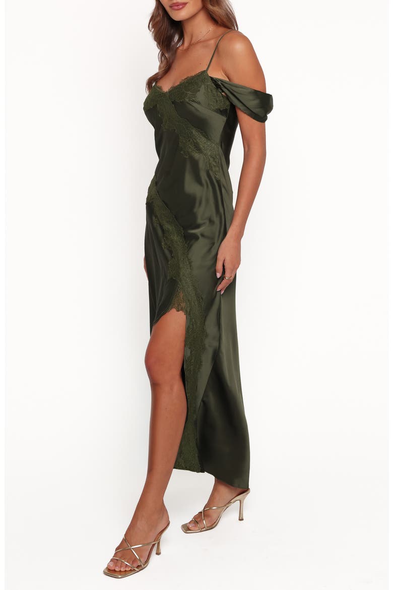 Millen Lace Trim Cold Shoulder Maxi Dress, Alternate, color, OLIVE GREEN