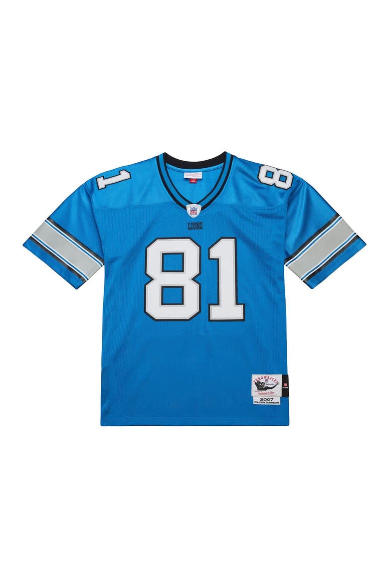 Men's Mitchell & Ness Calvin Johnson Blue Detroit Lions 2007 Authentic Throwback Retired Player Jersey, Alternate, color, Blue