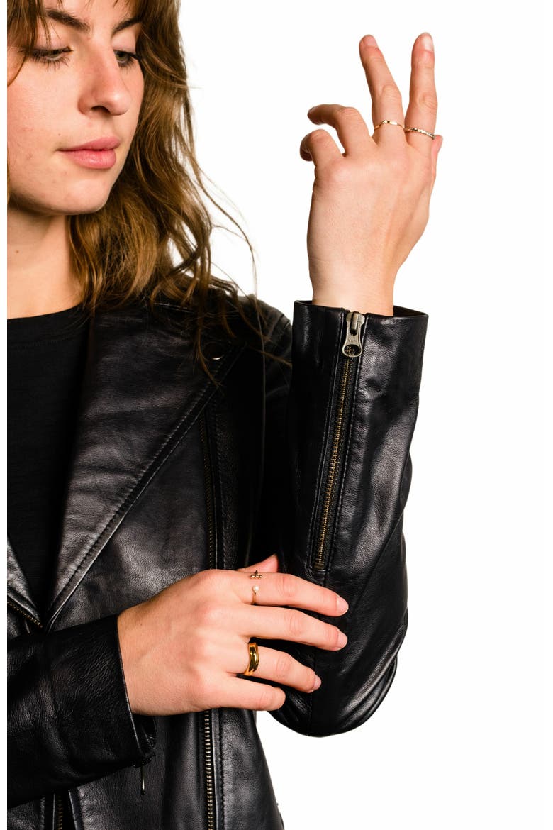Maha Leather Jacket, Alternate, color, Black