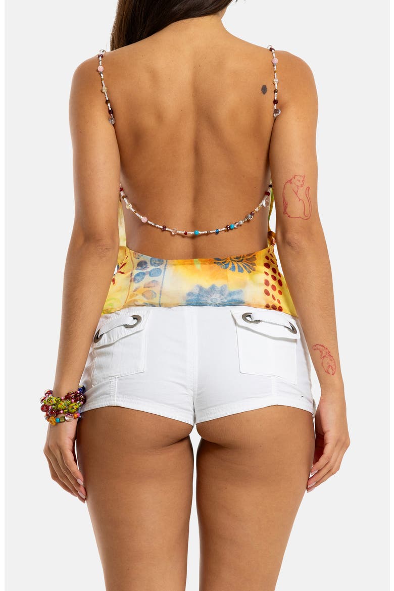 Beaded Strap Button Trim Top, Alternate, color, MULTI