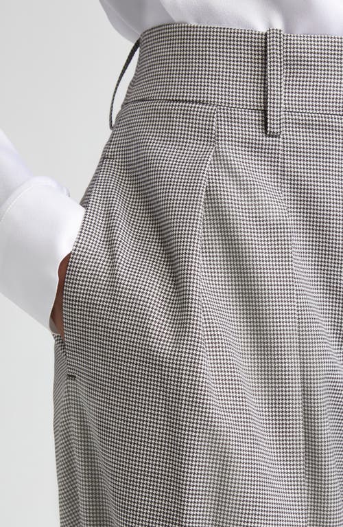 Michael Kors Collection Pleated Houndstooth Slouch Stretch Virgin Wool Trousers In Gray