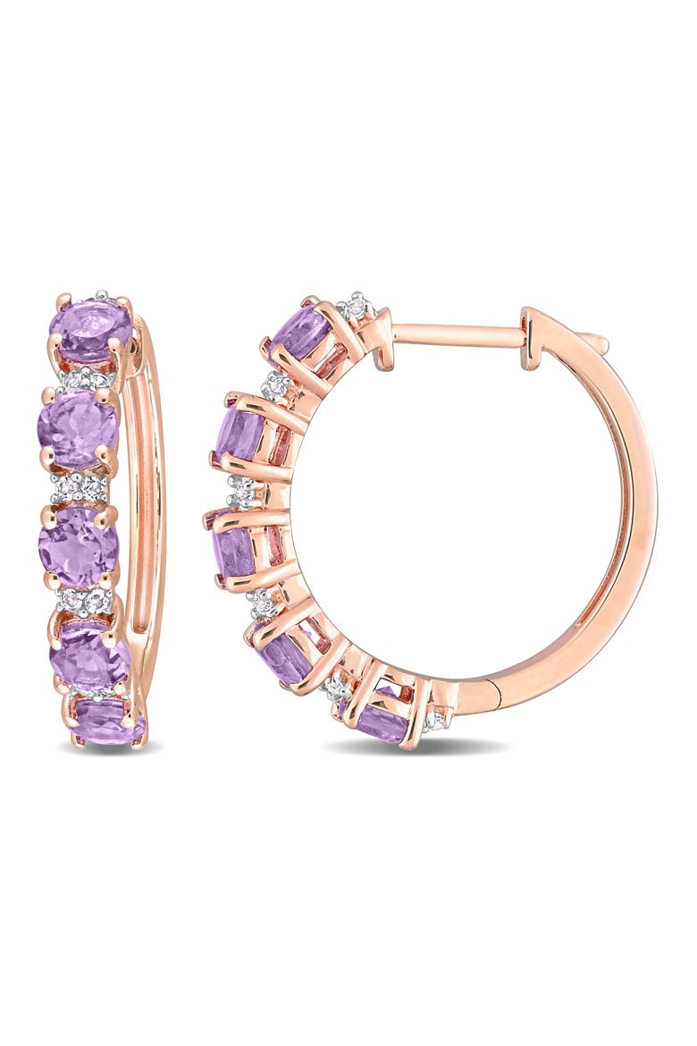 Amethyst & White Topaz Hoop Earrings, Main, color, PURPLE