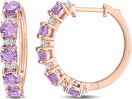 DELMAR Amethyst & White Topaz Hoop Earrings