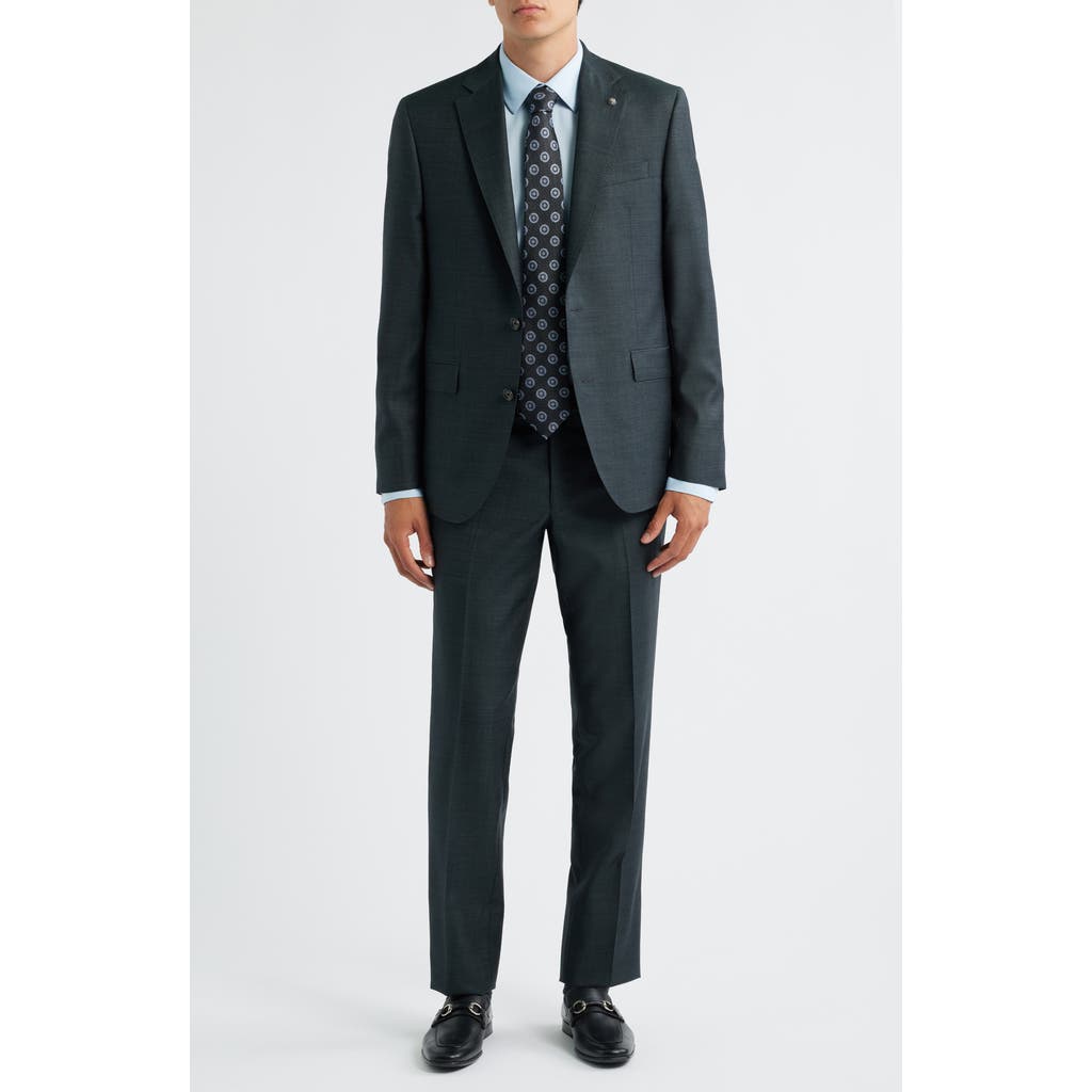 Jack Victor Stacie Trim Fit Solid Black Wool Suit In Green