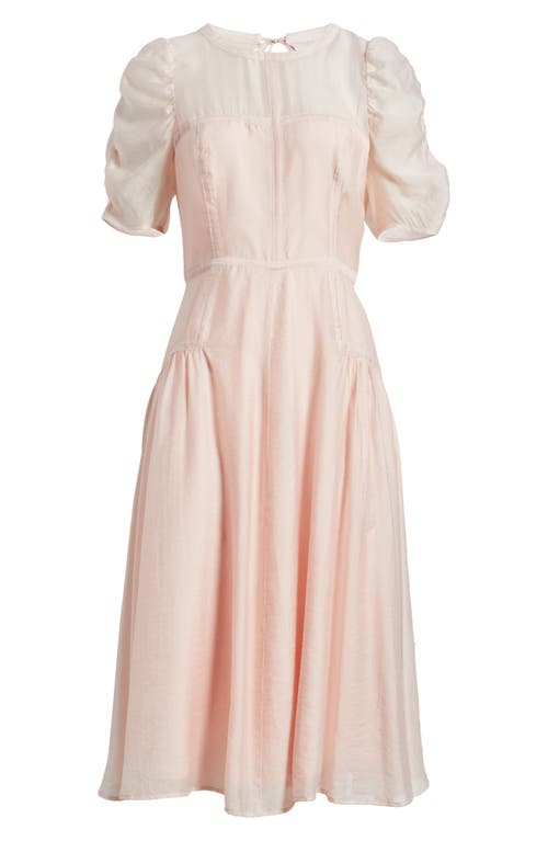 Chelsea28 Puff Sleeve Fit & Flare Midi Dress In Pink Sepia