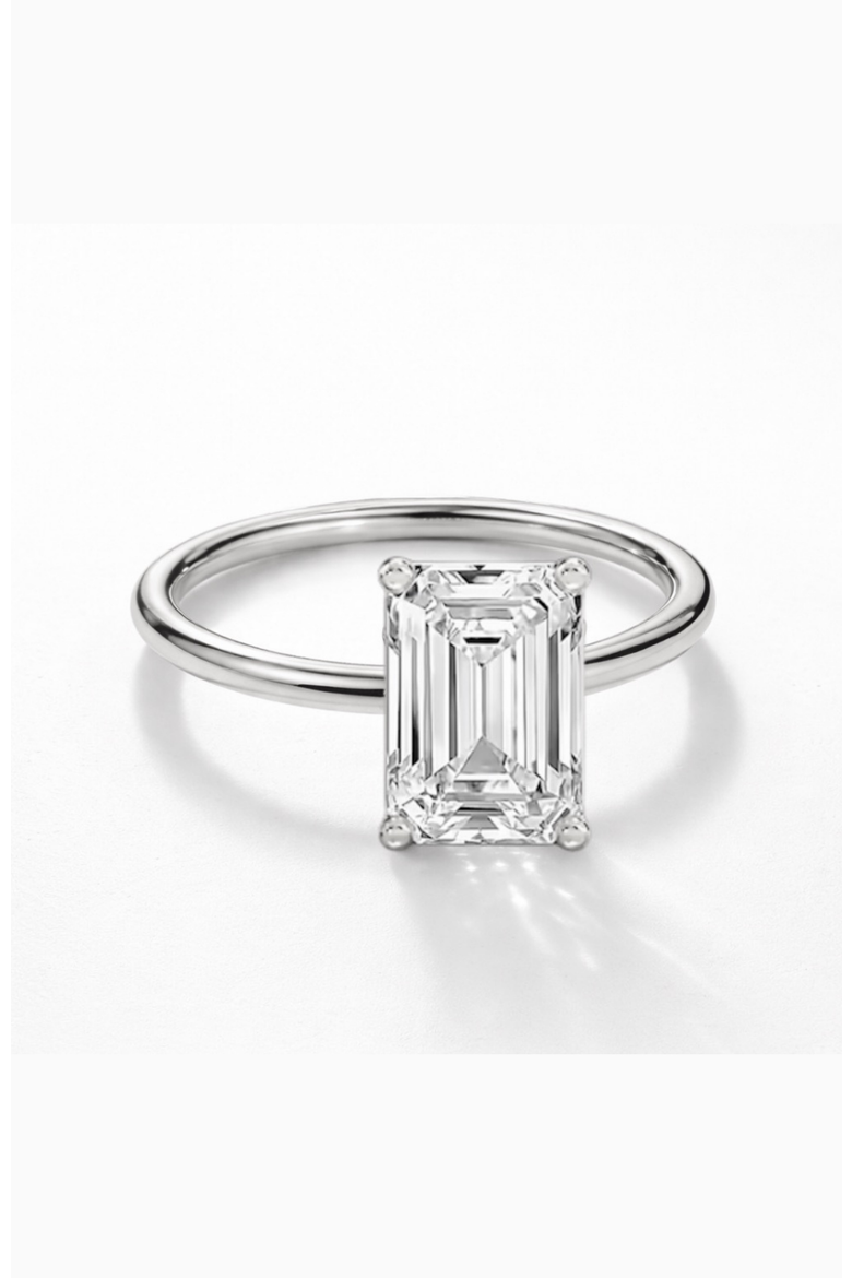 Valentina Moissanite 3 ct. t.w. Emerald Cut Solitaire Ring in Gold Vermeil, Alternate, color, Silver