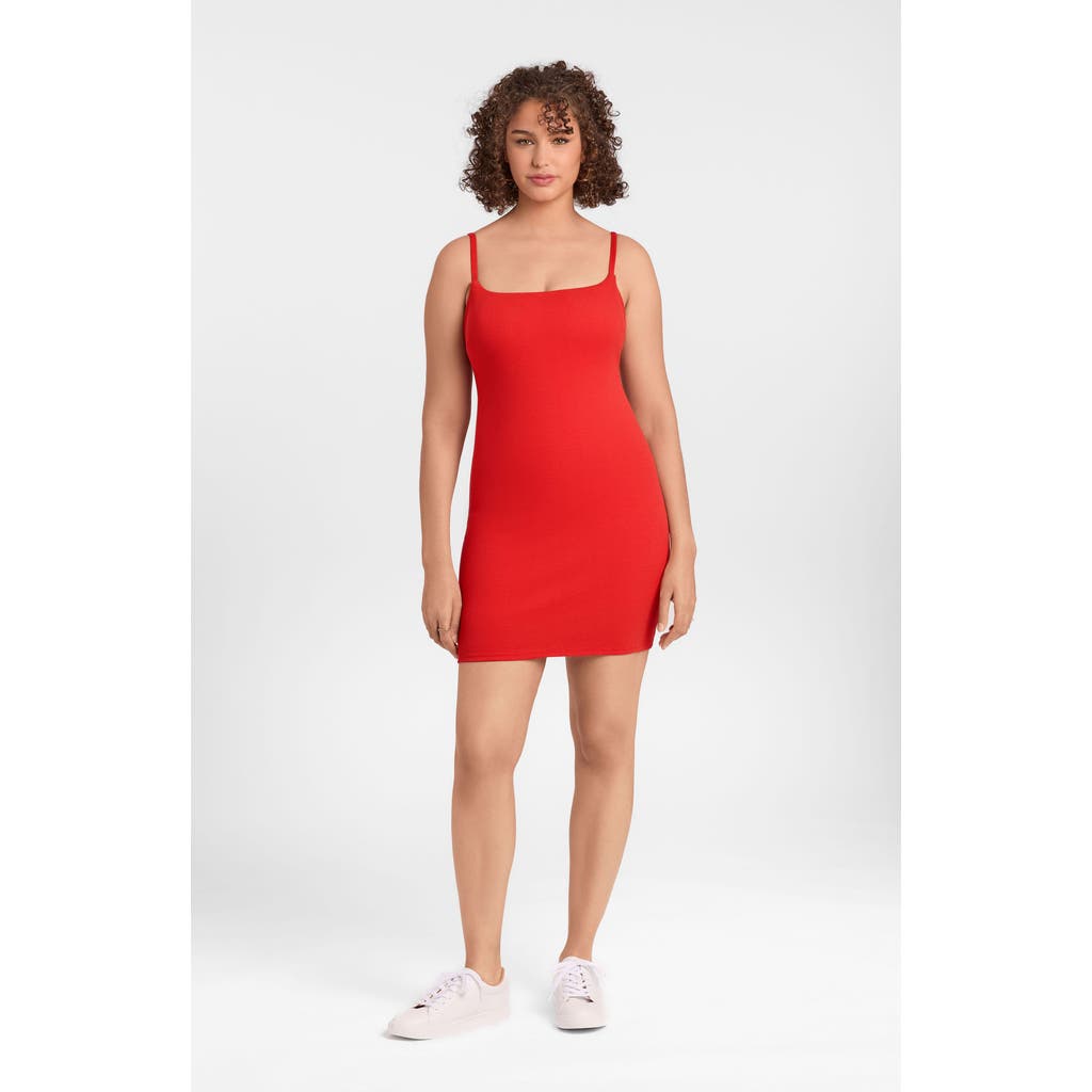 S3 Apparel Sculpting Shapewear Rib Scoop Neck Cami Mini Dress in Scarlet Rib at Nordstrom, Size X-Large