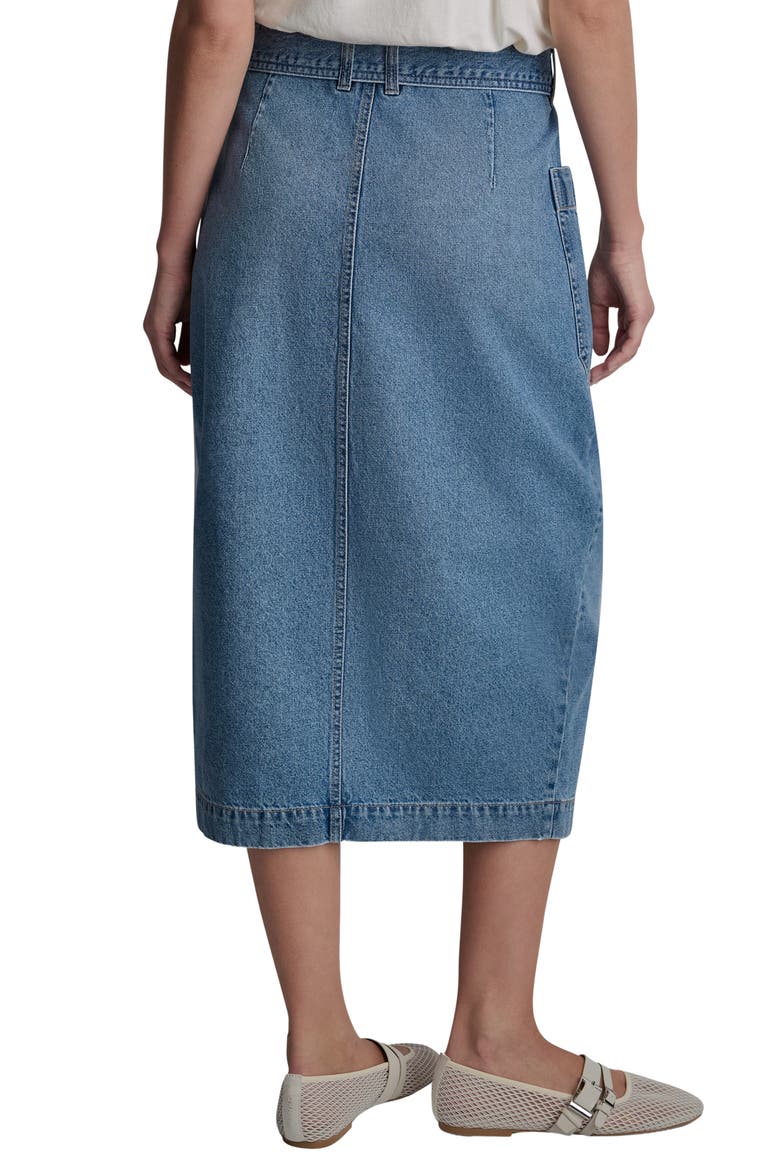 High Waist Wrap Denim Midi Skirt, Alternate, color, CROWN STRE