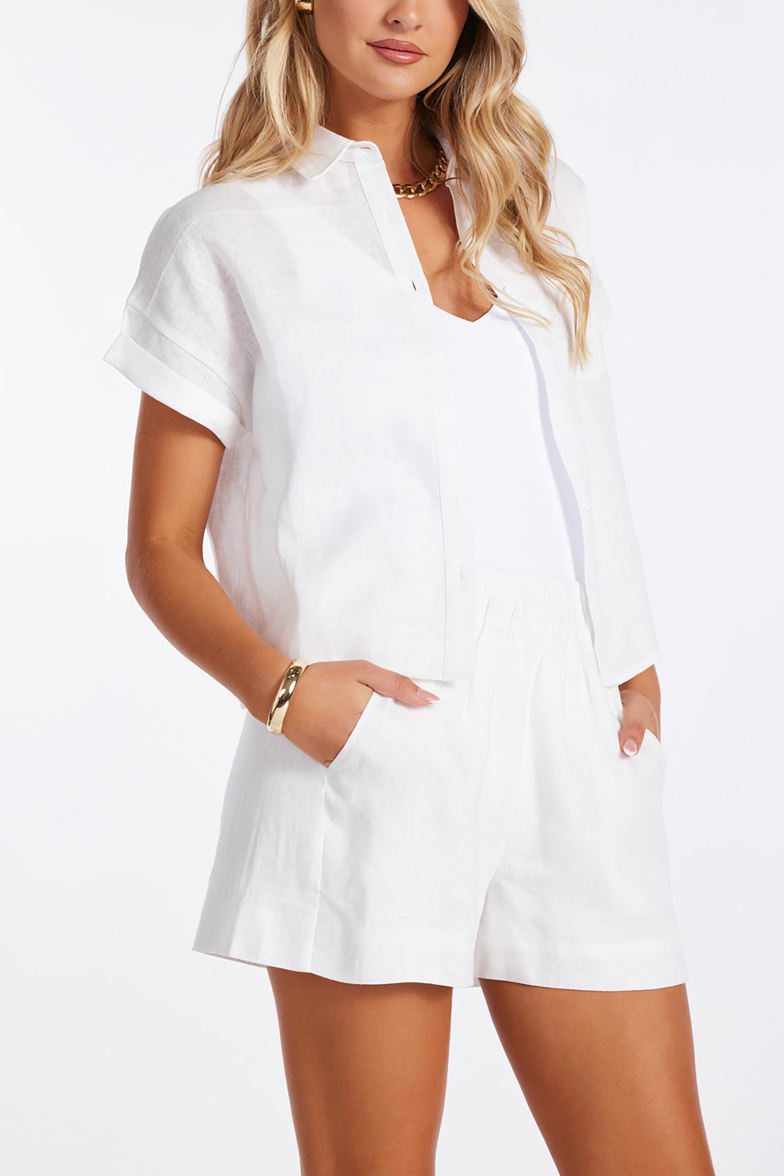 Bishop + Young Positano Button Up Shirt in White 