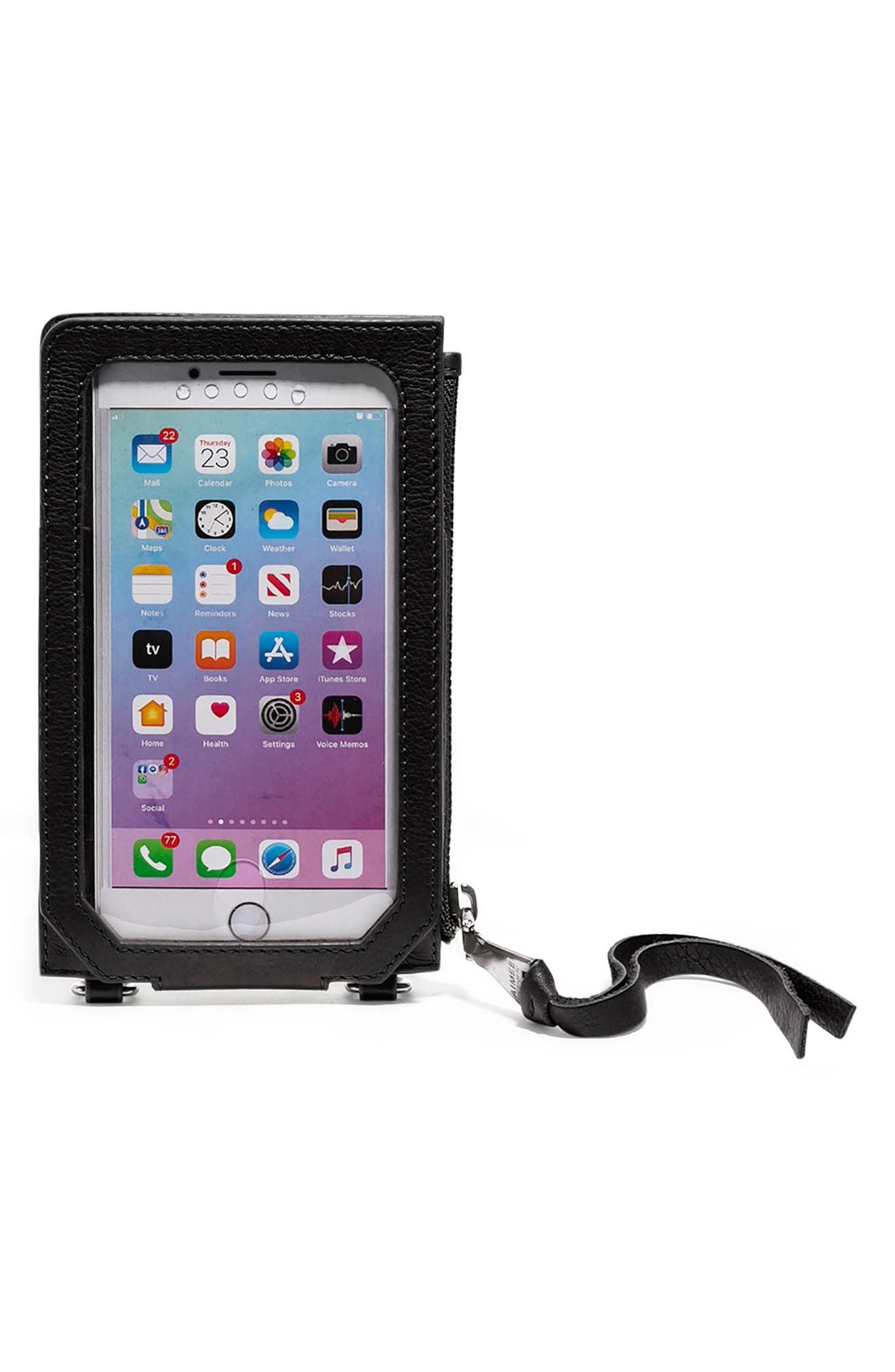 Kestenberg Getaway RFID Leather Phone Crossbody Pouch, Alternate, color, BLACK