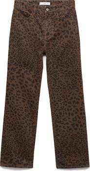 MANGO Leopard Print Straight Leg Jeans