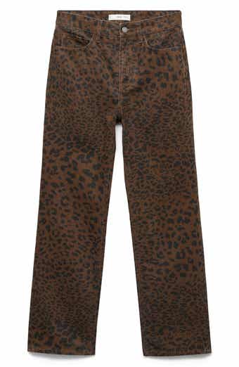 MANGO Leopard Print Straight Leg Jeans