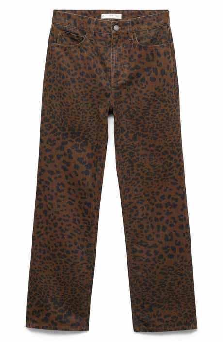 MANGO Leopard Print Straight Leg Jeans