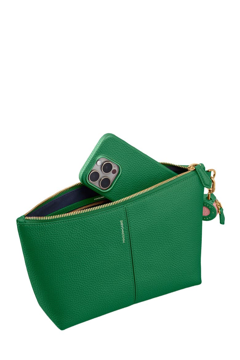Medium Leather Flaire Pouch, Alternate, color, Emerald Green