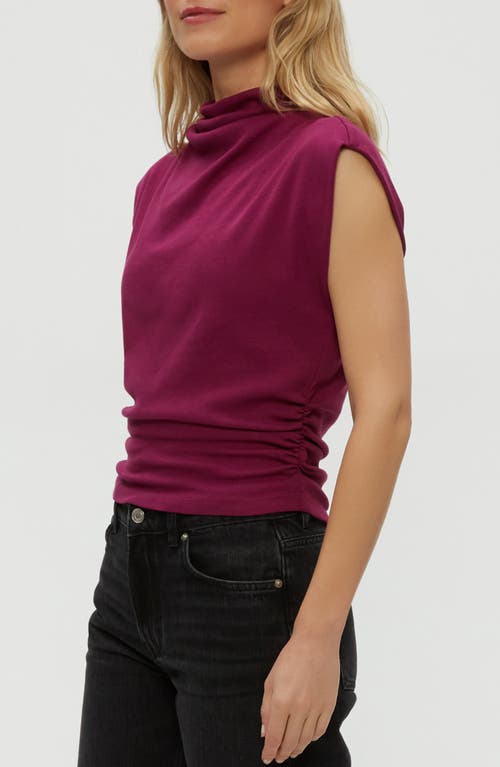 Michael Stars Amara Cropped Power Shoulder Tee In Red