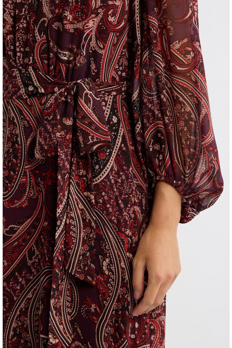 Long Sleeve Paisley Print Maxi Dress, Alternate, color, BLACK RED MULTI