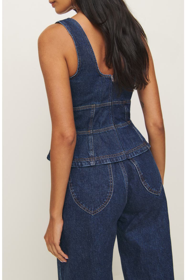 x Kacey Musgraves Dallas Organic Cotton Blend Denim Corset Top, Alternate, color, ELWOOD