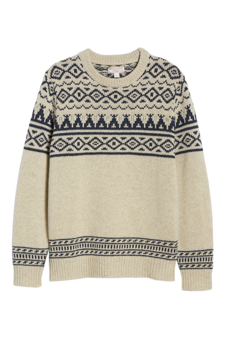 Wallace & Barnes Fair Isle Crewneck Sweater, Alternate, color, HEATHER OATMEAL