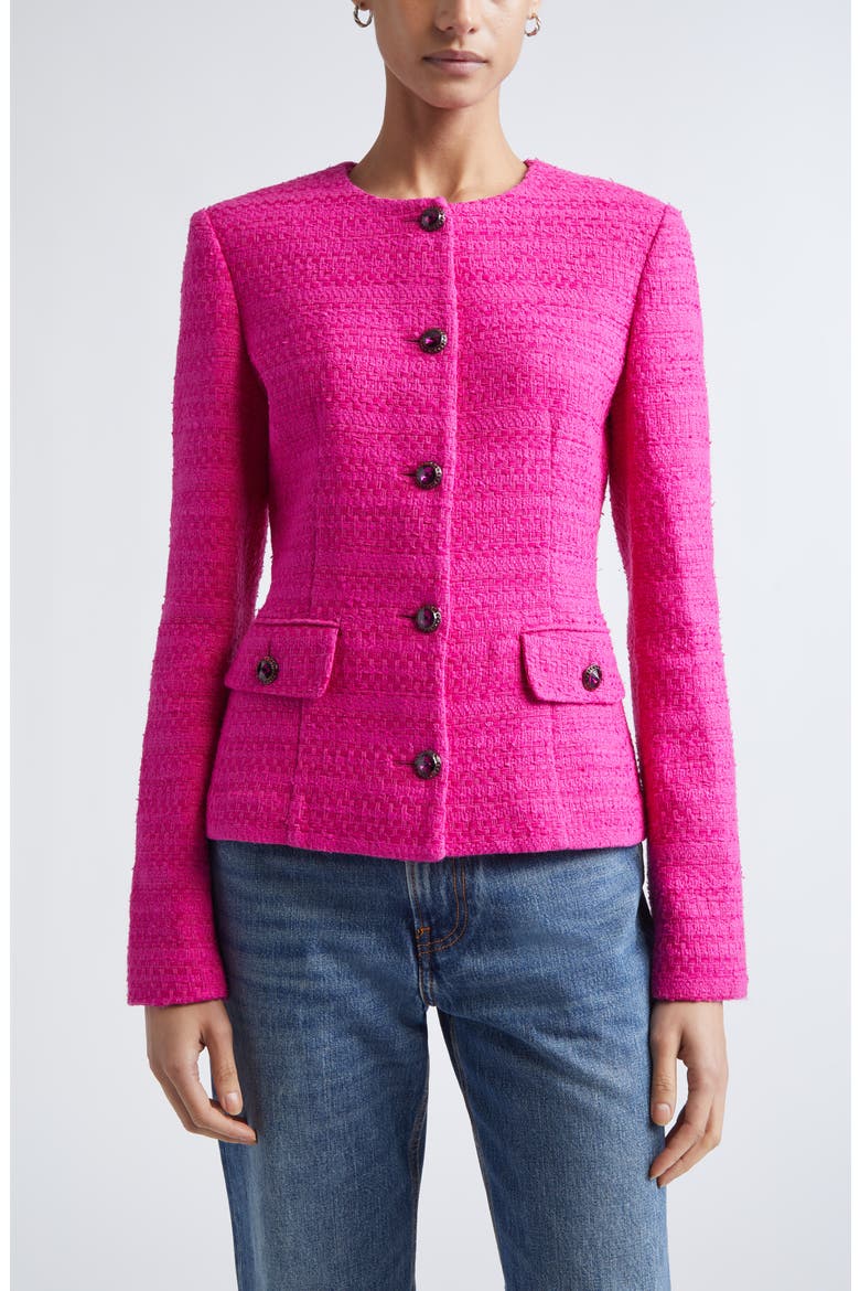 Cotton Blend Tweed Jacket, Main, color, HOT PINK