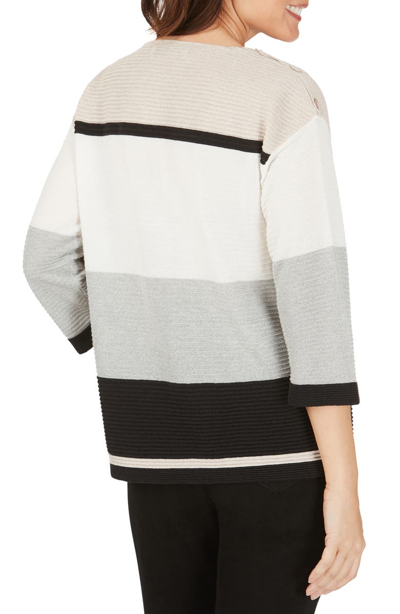 Foxcroft Linden Colorblock Cotton Blend Sweater, Alternate, color, 