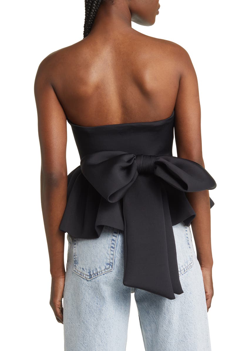 ASOS DESIGN Strapless Peplum Scuba Top, Alternate, color,