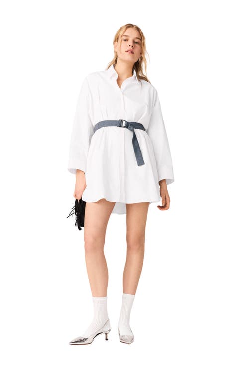 Shirt dress with contrast belt