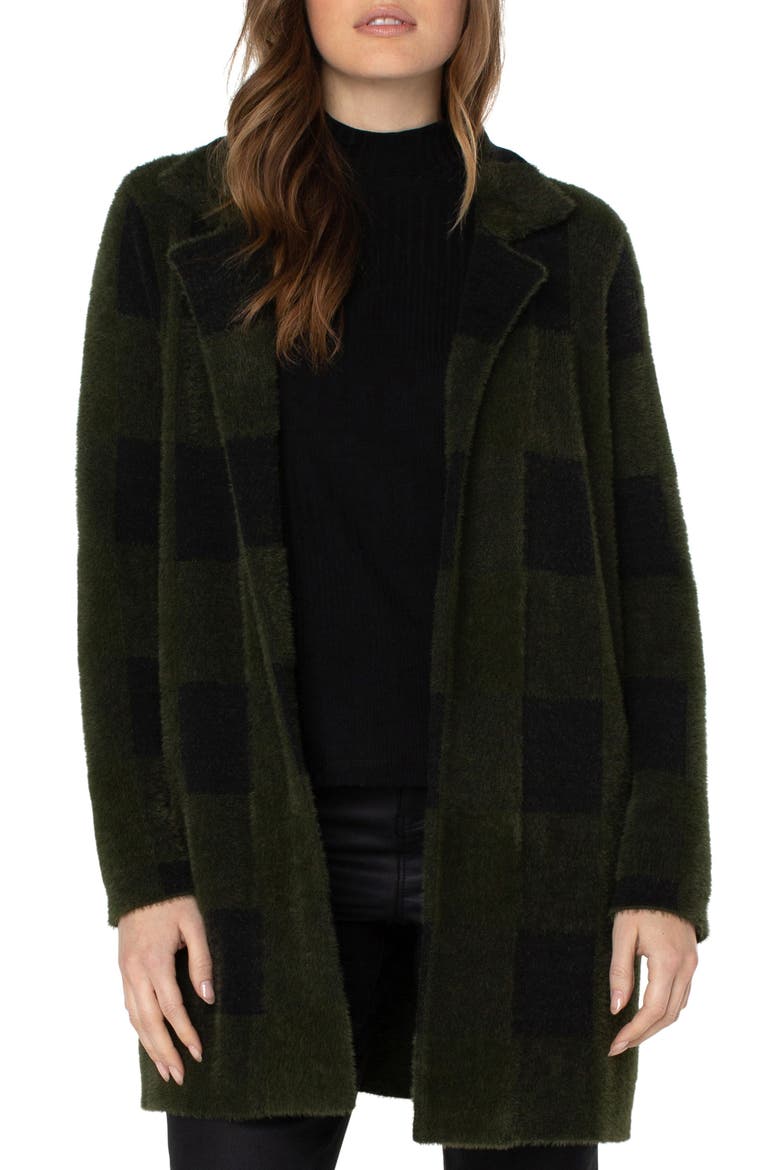 Buffalo Check Open Front Jacket, Main, color, GREEN AND BLACK BUFFALO