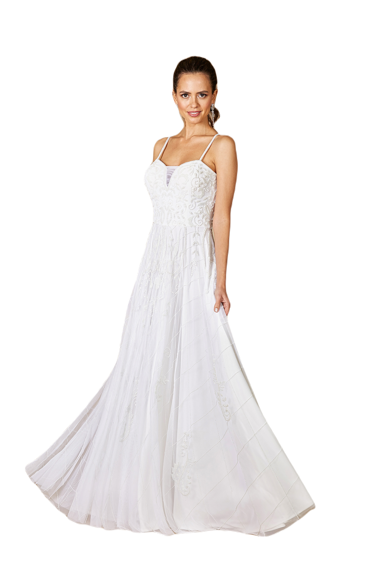 Ginny Sweetheart Beaded Wedding Dress, Main, color, Ivory