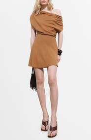 MANGO Asymmetric Drape Dress