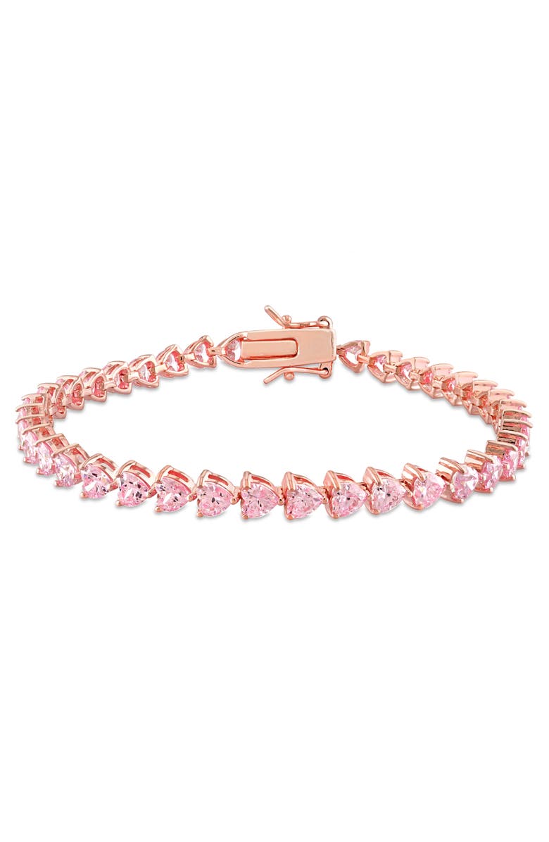 Julianna B. Pink Cubic Zirconia Tennis Bracelet Rose-Silver, Main, color, Pink Cz