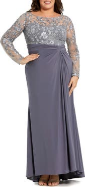 Mac Duggal Embroidered Bodice Jersey Skirt Gown