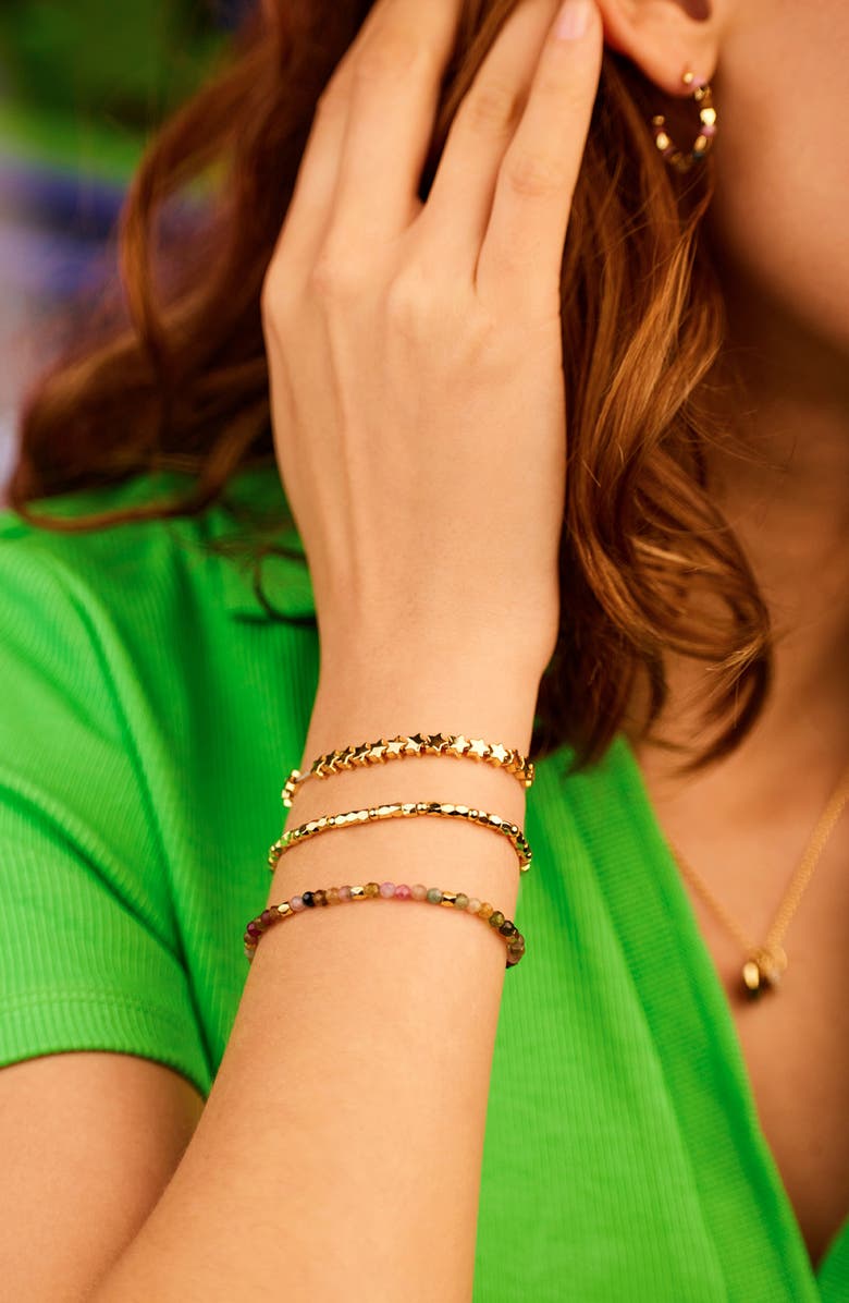 Estella Bartlett Coco Bead and Tourmaline Double Bracelet, Alternate, color, Gold Plated